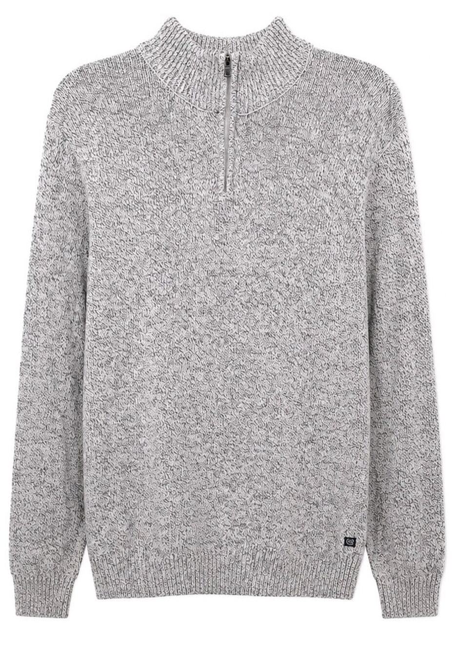 CHAPS Mens XXL Plus Size Quarter Thick Zip Sweater Gray Marled Cotton Blend